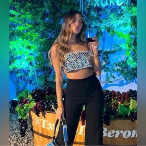 ZARA MULTICOLORED SHIMMERY CROP TOP